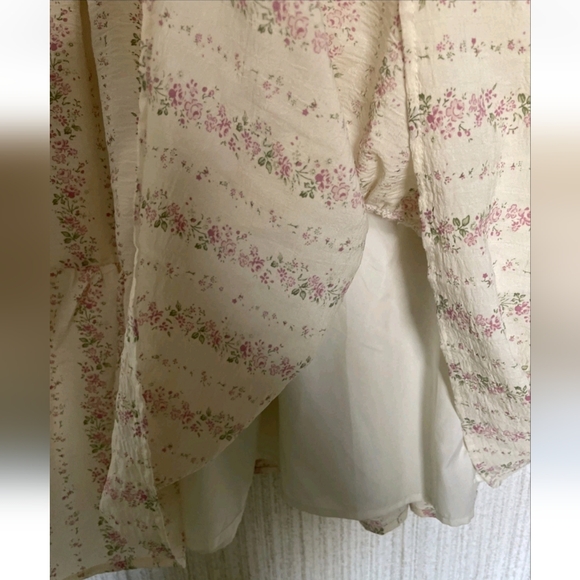 TCEC Size Medium Floral Dress Smocking Westren Style Ruffles Puffy Sleeves - Picture 8 of 10